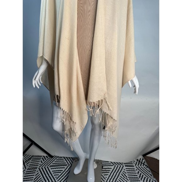 Bijoux Terner Pashima Wrap with Fringe OS Beige Polyester - has Blemish - Picture 15 of 16